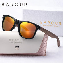 Load image into Gallery viewer, BARCUR Natural Wood Polarized PC Oval Women’s Sunglasses Dark Luxury Texture Wooden Mirror Legs UVA/UVB Protection Stylish Fashion Women's Sunglasses for Summer