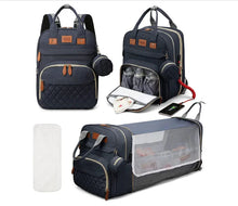 Load image into Gallery viewer, 3 in 1 Diaper Bag Backpack with Foldable Baby Bed & USB