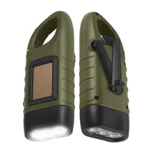 Load image into Gallery viewer, Portable LED Flashlight Tent Light Hand Crank Dynamo Solar Power Torch for Outdoor Camping Hiking Long-range Emergency Lantern