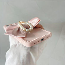 Load image into Gallery viewer, Cute Luxury Fashion 3d Bow Pearl Bracelet Girl Soft Case For iPhone 11 12 13 Pro Max 7 8 Plus Xr X Xs Se Anti-drop Cover Pearl Chain Bow Phone Case Ideal for iPhone Elegant Phone Case