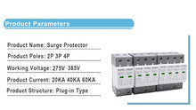 Load image into Gallery viewer, AC SPD Surge Protection 2P 3P 4P 10〜20KA/20〜40KA /30KA〜60KA House Lightning Protector Low-Voltage Arrester Protective Device