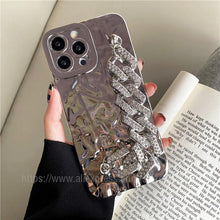 Load image into Gallery viewer, Luxury Gold Plating Electroplated Bracelet Cute Compatible with iPhone Diamond Case Luxury Sparkle Glitter Rhinestone Phone Case For iPhone 14 13 Promax 11 12 Pro Max Mini Xs Max XR 8 7 Plus Mirror Cover