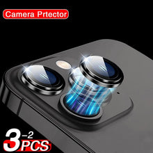 Load image into Gallery viewer, Full Cover Frame Glass Camera Lens Protector For iPhone 14 Plus Lens Glass For iPhone 11 12 13 Pro Max Mini Premium Tempered Glass Film Aluminum Alloy Lens Ring Cover Camera Protector