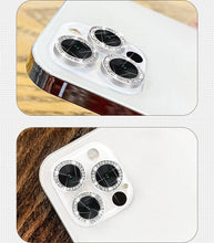 Load image into Gallery viewer, Glitter Diamond Rhinestones Metal Ring Camera Tempered Glass For iPhone 11 12 13 14 Pro Max Mini Plus Lens Protector Full Cover 9H Tempered Glass Camera Lens Protector Metal Single Ring Full Coverage Camera Lens Protector