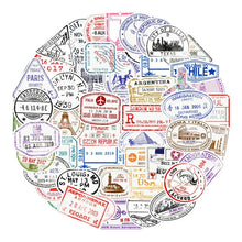Load image into Gallery viewer, 10/30/50PCS New Transparent Postmark Stickers Vintage Stamp Seal Waterproof Sticker for Travel Luggage Laptop Guitar Suitcase