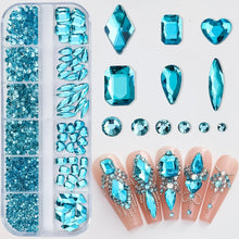 Load image into Gallery viewer, 180pcs AB Flatback Glass Nail Rhinestones - Multi-Shape Gems for DIY Nail Art