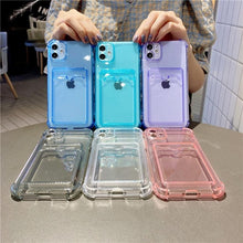 Load image into Gallery viewer, Simple Clear Silicone Wallet Case for iPhone 14 13 12 11 Pro XS Max X XR Shockproof Lens Protection Card Cover Shockproof Soft Bumper Clear Case Classic Stylish Case