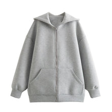 Load image into Gallery viewer, Women’s Oversized Zip-Up Hoodie – Thick Space Cotton Streetwear Hooded Jacket for Spring & Autumn Casual Style