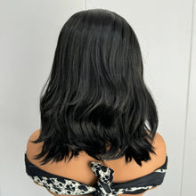 Load image into Gallery viewer, Short Wavy Black Curly Bob Wigs for Women Synthetic Free Part Shoulder Length Short Body Wave Glueless 13X4 Lace Front wigs