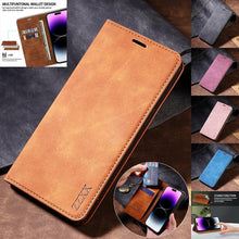 Load image into Gallery viewer, Wallet Skin Friendly Magnetic Flip With Card Slot Leather Case For iPhone 14 Pro Max 13 12 11 SE X XR XS Max Popular PU Leather Impact Resistant Built-In Magnet Card Holder Pockets Stand Function