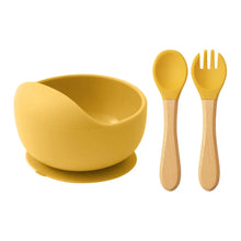 Load image into Gallery viewer, Mamaplan 3PCS Baby Silicone Feeding Set Suction Bowl Spoon Fork
