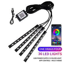 Load image into Gallery viewer, Neon LED Car Interior Ambient Light Kit - RGB Foot Strip with Remote & App Music Control