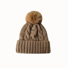 Load image into Gallery viewer, New Winter Twist Knitting Hat For Women Fur Pompom Thick Plush Cap Beanie Solid Color Ladies Warm Ski Snow Skullies Beanies