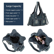 Load image into Gallery viewer, iPinee Women's Denim Bag Y2K Vintage Blue Jean Purse and Handbags Crossbody Shoulder Wallet Large Capacity