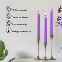 Load image into Gallery viewer, 20-Piece Purple 4-Inch Drip-Free Soy Wax Dinner Candles – Smokeless, Fragrance-Free, Hand-Pulled for Weddings, Parties, and Home Décor