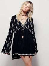 Load image into Gallery viewer, New Hot Free Shipping Embroidery Floral Dress People Sweet Mini Short Dress Women's Loose Boho Style Casual Sexy Dresses