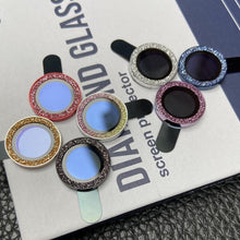 Load image into Gallery viewer, Bling Diamond Camera Lens Protector For iPhone 14 13 12 11 Pro Max Metal Ring Lens Glass Glitter Protective Cap iPhone 13 mini Camera Lens Protector Sparkle Diamond Ring Metal Alloy HD Glass for iPhone