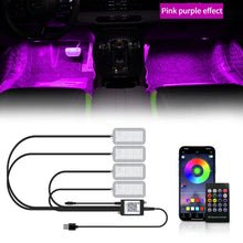 Load image into Gallery viewer, LED Car Interior Ambient Lights Kit - RGB Foot Strip Lighting with Remote & App Music Control