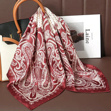 Load image into Gallery viewer, Luxury Satin Silk Square Scarf – Shawl, Hijab & Fashion Wrap 2023