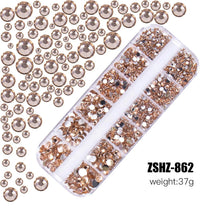 Load image into Gallery viewer, 2400+ Shiny Clear Crystal Nail Rhinestones - Mixed Sizes & Shapes Flatback Gems