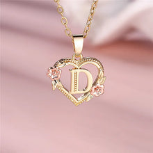 Load image into Gallery viewer, Female A-Z Letter Flower Pendant Necklace Yellow Gold Color Wedding Jewelry Gift For Women