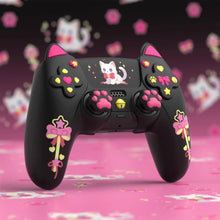 Load image into Gallery viewer, PlayVital Silicone Cover w/Joystick Caps and Sticker for ps5 Controller, for ps5 Charging Dock - Sweetheart Kitty Black