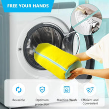 Load image into Gallery viewer, Durable Shoe Washing Machine Bag – Yellow & Blue Zipper | Protective Laundry Wash Bag for Sneakers & Casual Shoes