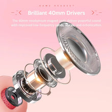 Load image into Gallery viewer, QearFun New Pink Headphones for PC Girls Gaming Wired Headset with Microphone Gamer for PS4 Windows XP/7/8/10 Laptop Phone