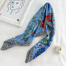 Load image into Gallery viewer, 90x90cm Square Silk-Feel Scarf – Luxury Women’s Shawl & Head Wrap
