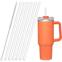 Load image into Gallery viewer, 6Pcs 31cm Vacuum Cup Straws with Cleaning Brush for Stanley 40oz Adventure Quencher Insulated Cup Travel Tumbler Reusable Straw