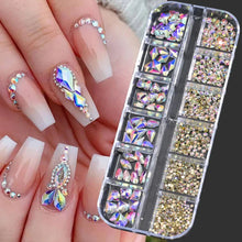 Load image into Gallery viewer, 100/50cm Luxury Crystal Chain Nail Charms - 1.5/2mm Clear & AB Diamond Nail Art Decoration