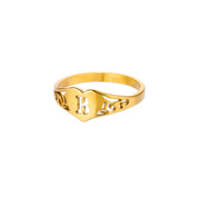 Load image into Gallery viewer, Fashion Hollow Initial Letter Heart Rings For Women Gold Color Stainless Steel A-Z Letter Ring Aesthetic Wedding Jewelry Gift