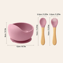 Load image into Gallery viewer, Mamaplan 3PCS Baby Silicone Feeding Set Suction Bowl Spoon Fork