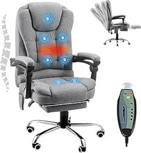 Load image into Gallery viewer, Office Chair with 7 Point Vibrating Massage&Heat Functions, Ergonomic Recliner Chair w/Footrest PU Leather Wide Computer Desk Ch