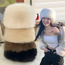 Load image into Gallery viewer, New Fluffy Fur Women's Winter Hat Winter Snow Ski Cap Female Faux Fur Thick Warm Windproof Hat Russian Hat Mink Fisherman's Hat