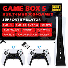 Load image into Gallery viewer, GB5 Video Game Console 256GB/128GB/64G 50000 + Retro Games HD TV Game Box 5 Two Gamepads For PS1/PPSPP/MAME Arcade Gaming Stick