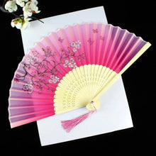 Load image into Gallery viewer, Hand Fan Foldable Silk Fan Noodles Bamboo Fan Bones Halloween Cosplay Prop Christmas Wedding Decoration Party Gifts Art Crafts