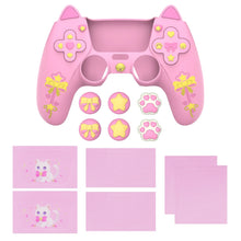 Load image into Gallery viewer, PlayVital Silicone Cover w/Joystick Caps and Sticker for ps5 Controller, for ps5 Charging Dock - Sweetheart Kitty Black
