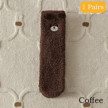 Load image into Gallery viewer, 2 Pairs Cute Socks Bear Women Coral Velvet Thick Plush Warm Socks Sleep Fluffy Socks Cute Cartoon Lovely Floor Fuzzy Sock Winter