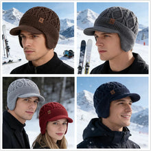 Load image into Gallery viewer, New Unisex Winter Hat Plush Fur Lined Warm Earflap Cap Stylish Soft Beanie Hat Outdoor Thick Ski Sports Knitted Hat