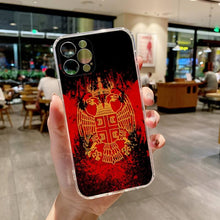 Load image into Gallery viewer, Flag of Serbia Serbian Phone Case Transparent For iphone 13 12 11 14 Pro Max Mini X XR XS 7 8 plus 13 14 Pro max phone Covers Flag Silicone Case For iphone