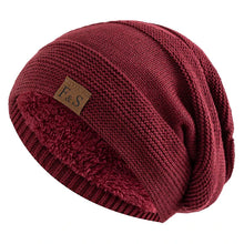 Load image into Gallery viewer, New Unisex Slouchy Winter Hats Add Fur Lined Men And Women Warm Beanie Cap Casual Label Decor Winter Knitted Hats