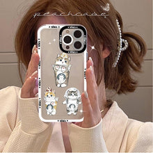 Load image into Gallery viewer, Cute Cat Phone Case for iPhone 11 12 13 Mini Pro Max 14 Pro Max Case shell Blank Printable Phone Case for Soft Rubber Cool Polish Phone Case