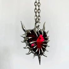 Load image into Gallery viewer, Heart Design Red Stone Hand Bone Shape Chain Women Men Necklace Ins Design Heart Style Charm Korean Chain Men Women Necklace