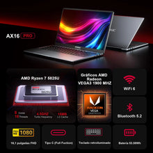 Load image into Gallery viewer, ACEMAGIC Gaming Notebook AMD Ryzen 7 5700U(Beat i7-1265U)Backlit Laptop Keyboard RAM 16GB NVME SSD 512GB 16.1" Full HD 1920x1080