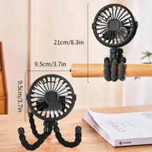 Load image into Gallery viewer, Multifunctional Stroller Mini Fan with USB Charging & Phone Holder