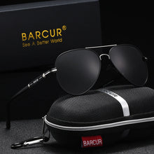 Load image into Gallery viewer, BARCUR Sunglasses Retro Chic Men Fashion Oversized Pilot Style Sunglasses with Mirrored TAC Lenses Durable Stainless Steel Frame for Hiking Outdoor Sports and Sun Protection for Summer