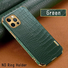 Load image into Gallery viewer, Crocodile Leather Case For iPhone 13 12 Mini Shockproof Magnetic Ring Holder Phone Cover Ultra-thin Soft Crocodile Leather Shockproof Bumper With Ring Bracket Protective Cover for iPhone