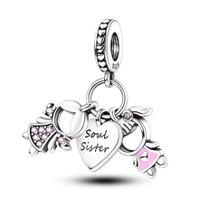 Load image into Gallery viewer, 925 Sterling Silver Pink Butterfly & Luminous Firefly Charm – Dangle Bead for Bracelet or Necklace | Elegant DIY Jewelry Gift for Women