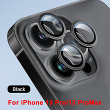 Load image into Gallery viewer, 3D Protective Glass Camera Protector Cover For iPhone 13 Pro Max i Phone 13Pro 13 Mini Rear Lens Metal Ring Protect Camera Lens Case Individual Metal Scratch Resistant HD Clear Case Tempered Glass Camera Case